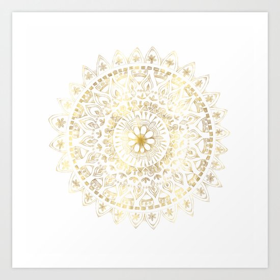 Gold Hand Drawn Mandala Art Print