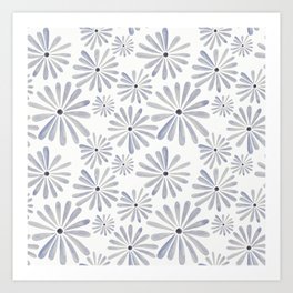 Watercolor pattern of simple bright flowers Art Print