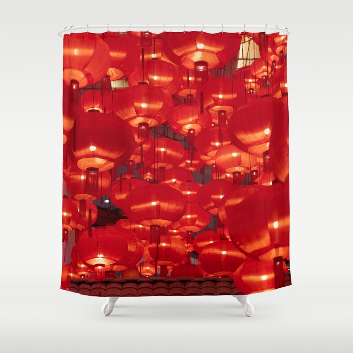 Traditional red lanterns decorated for Chinese new year Shower Curtain