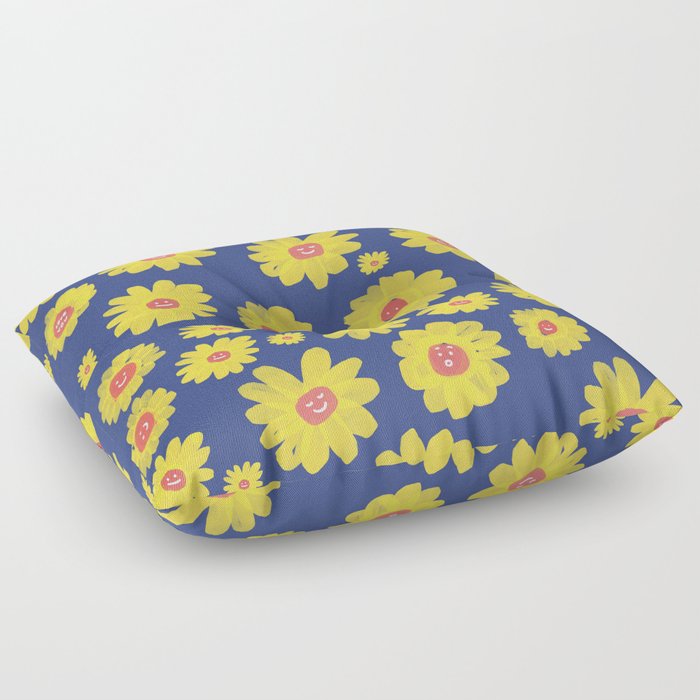 Sunny flower field Floor Pillow