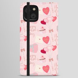 Valentine's Day Romantic Pattern iPhone Wallet Case