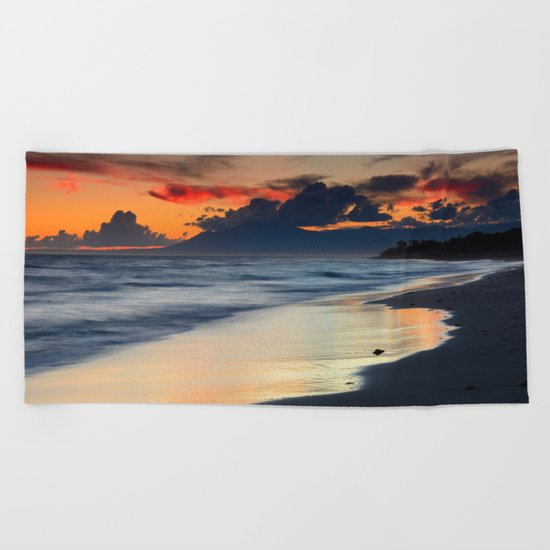Magic red clouds. Sea dreams Beach Towel