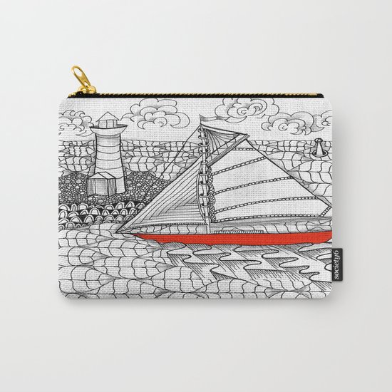 Sailors Dream Fair Winds Sailboat Zentangle Carry-All Pouch