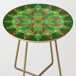 Green and Red Boho Mandala Side Table