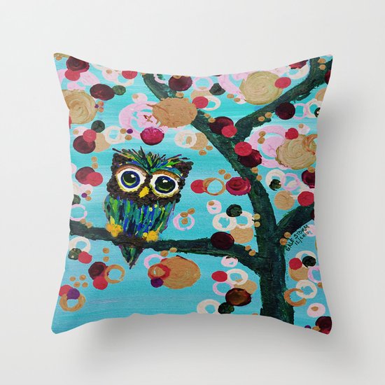 :: Gemmy Owl Loves Jewel Trees :: Throw Pillow