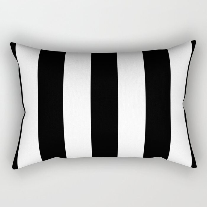 Big Lines Black and White Rectangular Pillow by Miss Striped Society6