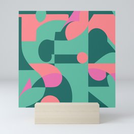 Harmony in Green: Abstract Geometric & Organic Patterns  Mini Art Print