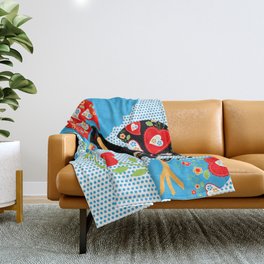 Portuguese Rooster of Luck with blue dots Throw Blanket