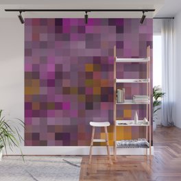graphic design geometric pixel square pattern abstract in pink purple yellow Wall Mural