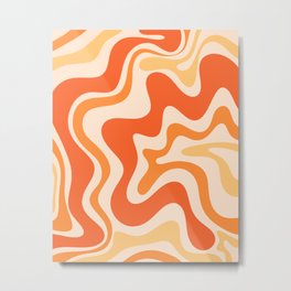 Tangerine Liquid Swirl Retro Abstract Pattern Metal Print