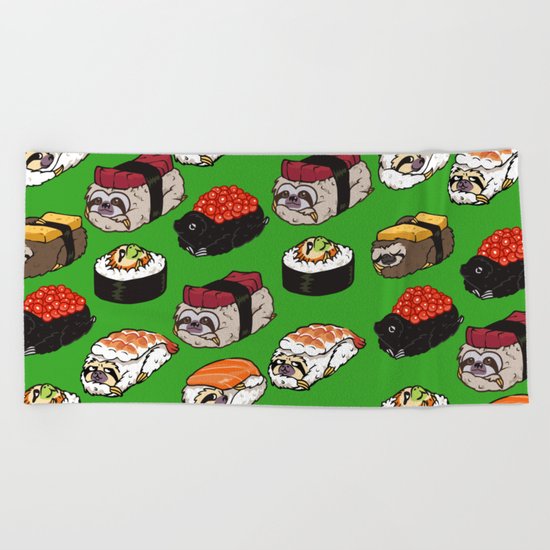 Sushi Sloth Beach Towel