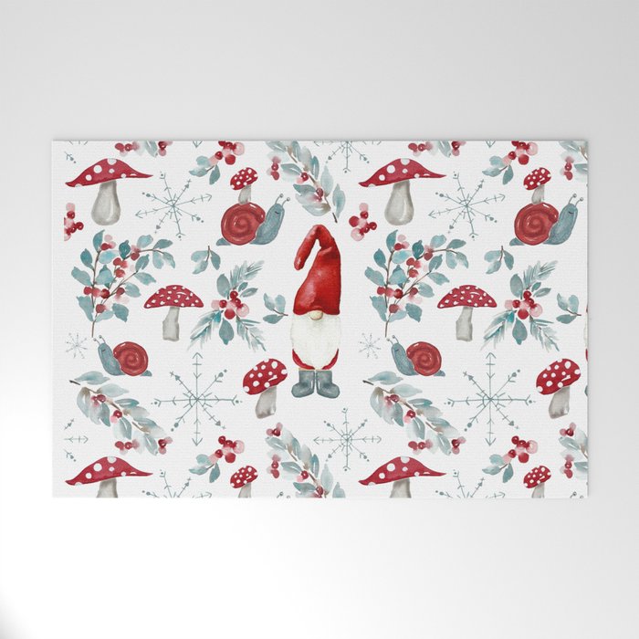 Gnome For The Holidays - Christmas Pattern Welcome Mat