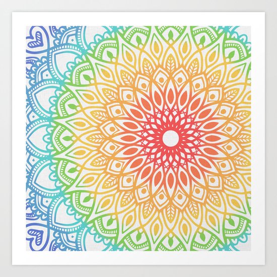 Download Rainbow Colored Mandala Art Print by kellydietrich | Society6