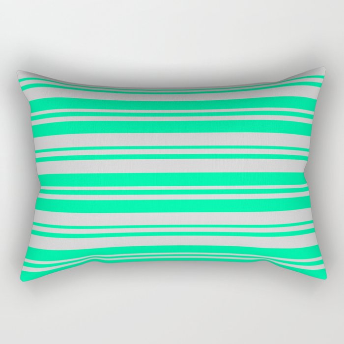 Green and Light Gray Colored Lines/Stripes Pattern Rectangular Pillow
