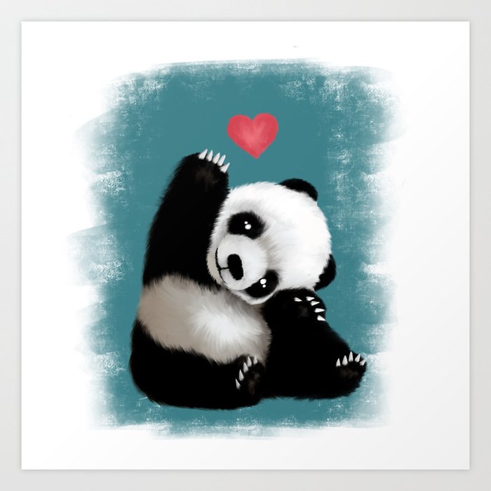 Panda Love (Color) Art Print