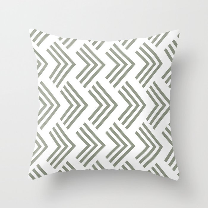 Green and White Chevron Rhombus Pattern - Dutch Boy 2022 Color of the Year Cypress Garden 424-4DB Throw Pillow