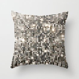 Silver Metallic Glitter sequins Throw Pillow