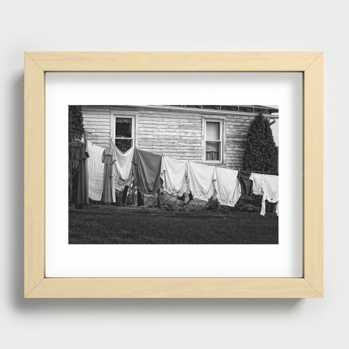 Amish Laundry Recessed Framed Print