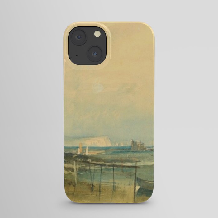 Joseph Mallord William Turner Coast Scene with White Cliffs and Boats on Shore iPhone Case