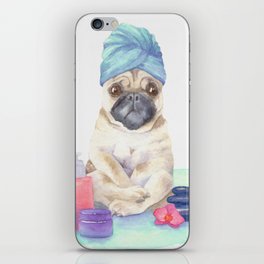 Spa day for a pug iPhone Skin