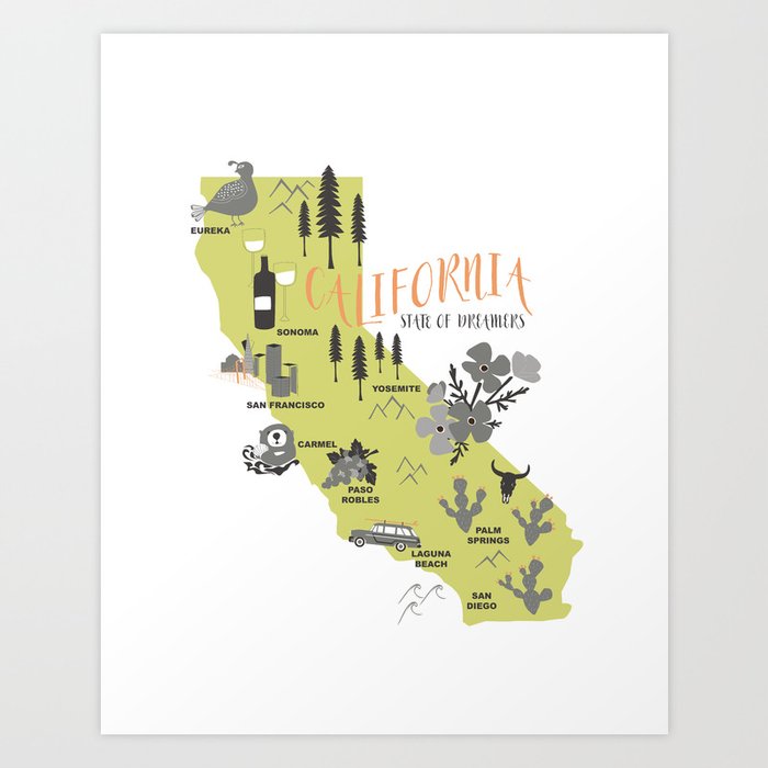 California Map Art Print