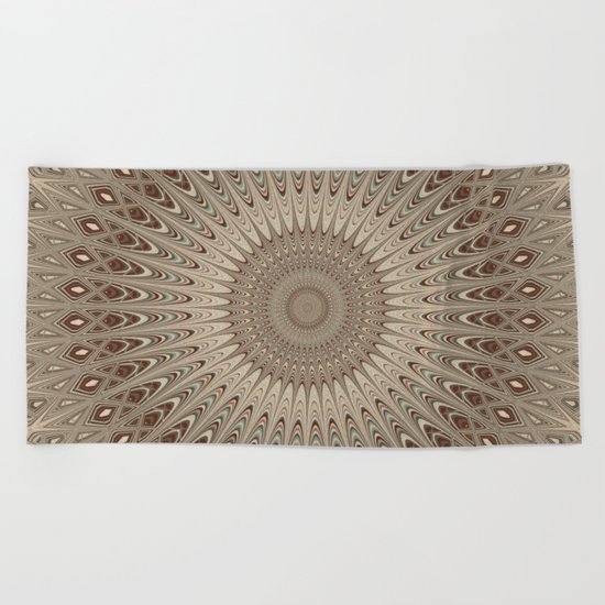 Beige mandala Beach Towel