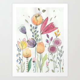 dreamy flowers Art Print | Painting, Aquarell, Flowers, Lineart 