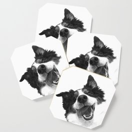 Black and White Happy Dog Coaster