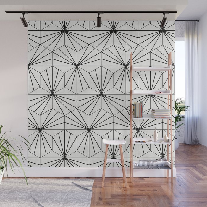 Hexagonal Pattern - White Concrete Wall Mural