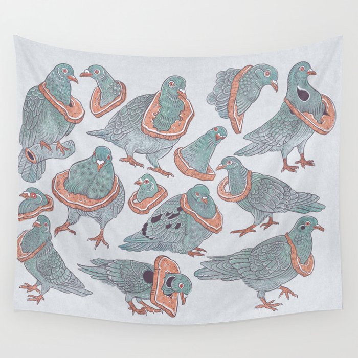 Pigeon Bread Necklaces Wall Tapestry