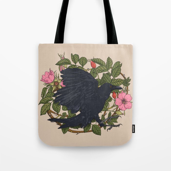 Raven and roses Tote Bag