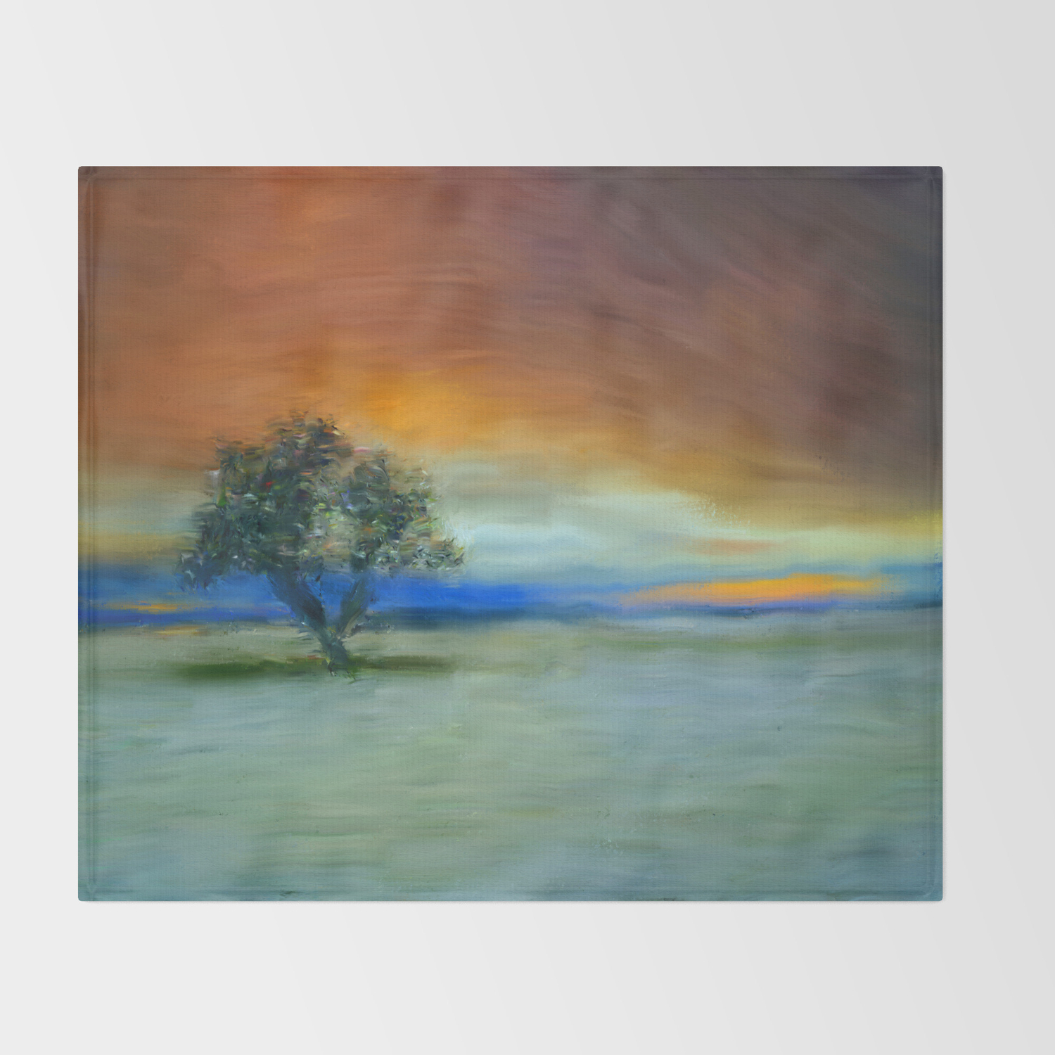 Tree In Sunset Painting Throw Blanket By Jirkasvetlik Society6