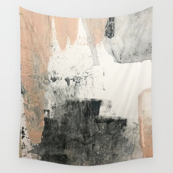 Peace and Quiet [1]: a pretty, minimal abstract piece in gray and peach by Alyssa Hamilton Art Wall Tapestry