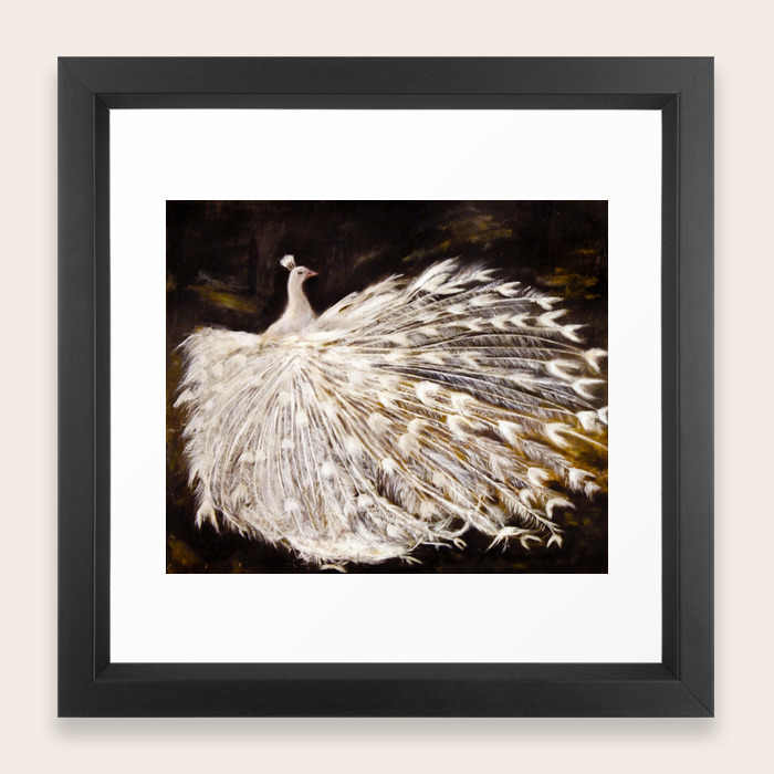 White Peacock Oil Painting Framed Art Print By Masaad Society6
