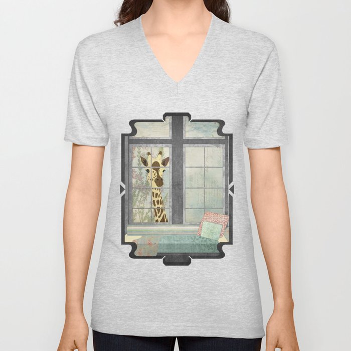 Bay Window Giraffe V Neck T Shirt