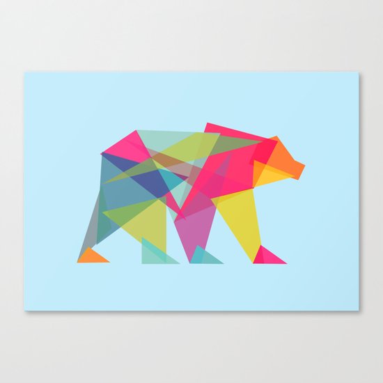 Fractal Bear - neon colorways Canvas Print