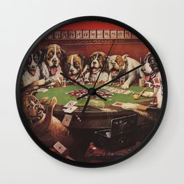 Poker Sympathy - Cassius Marcellus Coolidge Dogs Playing Poker Painting Wall Clock