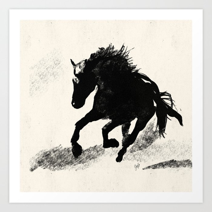 Wild Horse Sketch no 2 - southwest desert scene Art Print