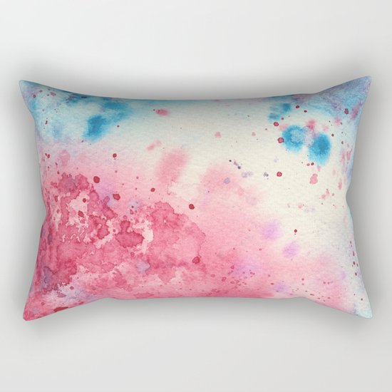 When pink meets blue || watercolor Rectangular Pillow