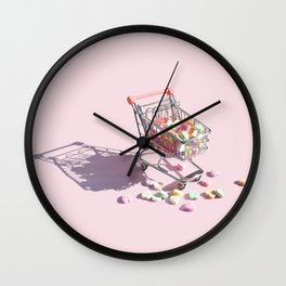 Candy Hearts Cart Wall Clock
