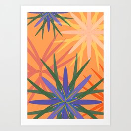 Cornflower - Vibrant Floral Pattern  Blue/Orange  Art Print
