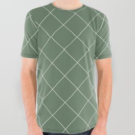 Diamond Grid Pattern (white/sage green) All Over Graphic Tee
