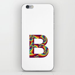 capital letter B with rainbow colors and spiral effect iPhone Skin