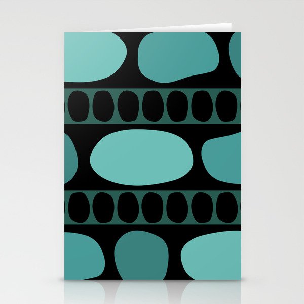 Tribal Art Rock Pattern Black Turquoise Stationery Cards
