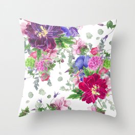 Floral print with tulips and anemones Throw Pillow