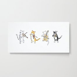 String Meowtet Metal Print | Animal, Cats, Music, Stringquartet, Coloredpencil, Viola, Drawing, Quartet, Cello, Illustration 