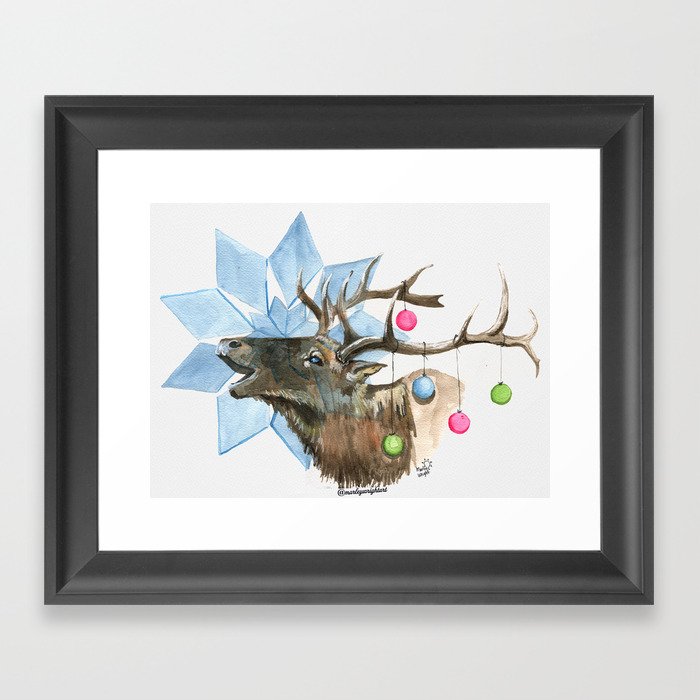 Christmas Elk Animandala Framed Art Print