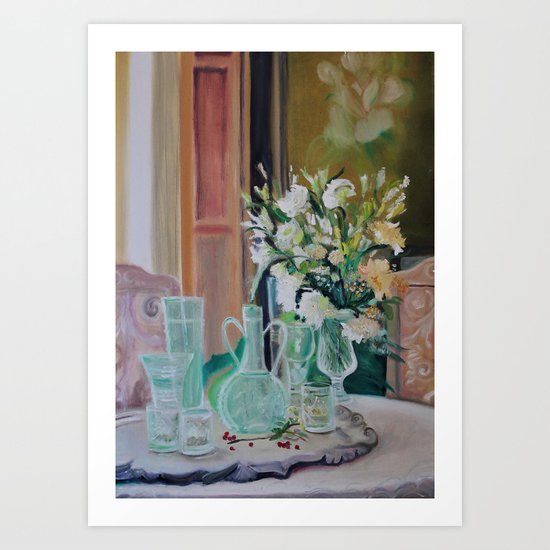 Bunch of white flowers Art Print