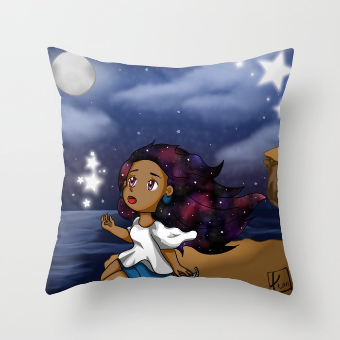 Nebula Girl Throw Pillow