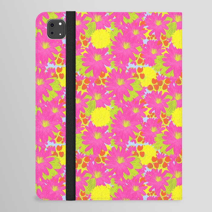 Retro Tropical Hot Pink Garden Flowers  iPad Folio Case